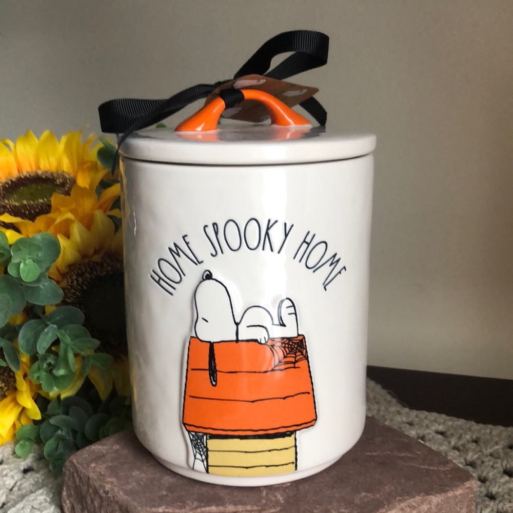 Rae Dunn x Peanuts Halloween HOME SPOOKY HOME Canister
